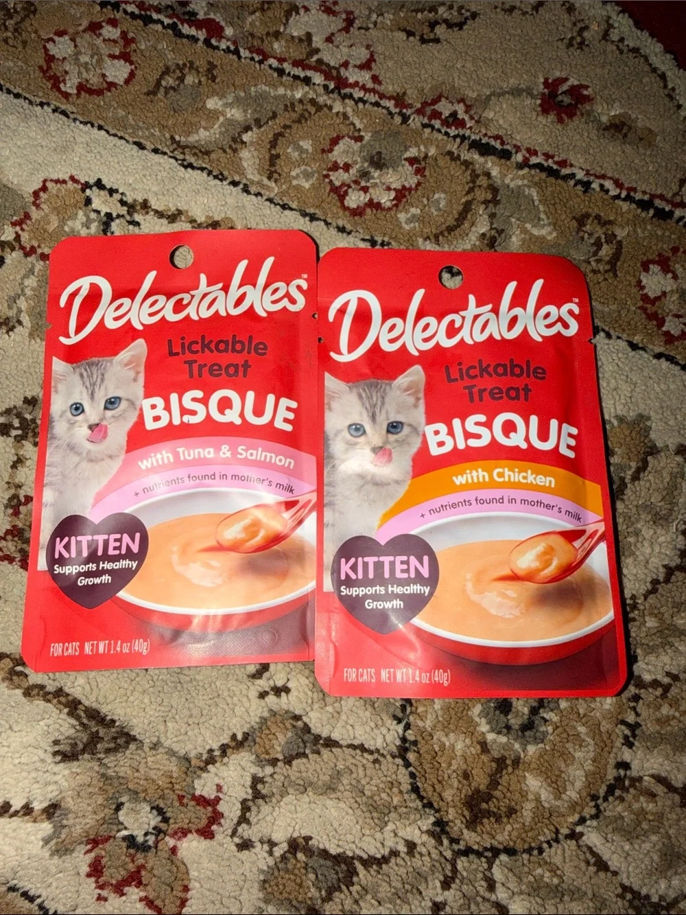 Lickable Treat Bisque for Kittens - Tuna & Salmon / Chicken (Red)